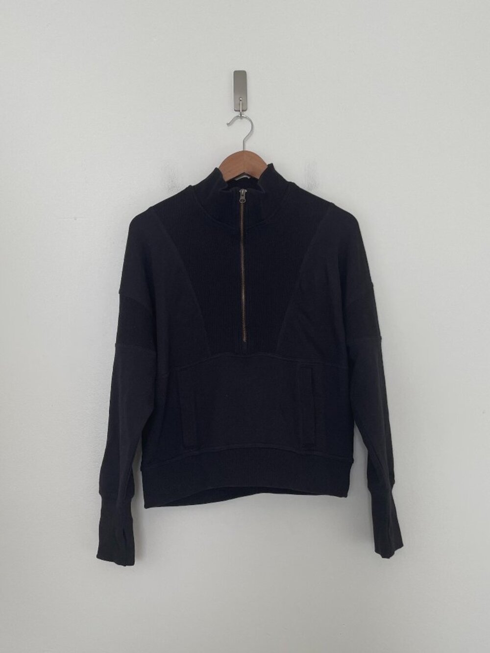 Free People Movement Adeline 1/2 Zip Pullover in Black Size Small
